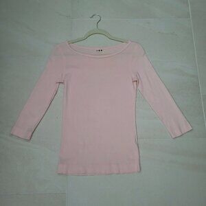 Three Dots 3/4-Sleeves  Women's  Pink Cotton  Top.